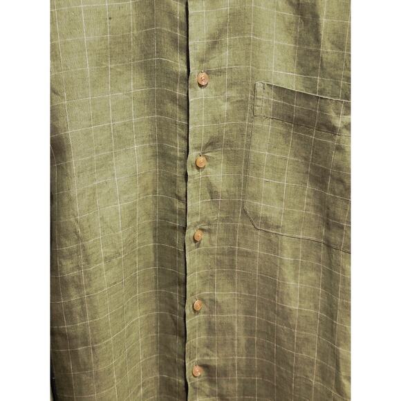 Scott Barber Linen Shirt Men's Medium Long Sleeve Preppy Office Green Colorful - Picture 5 of 11